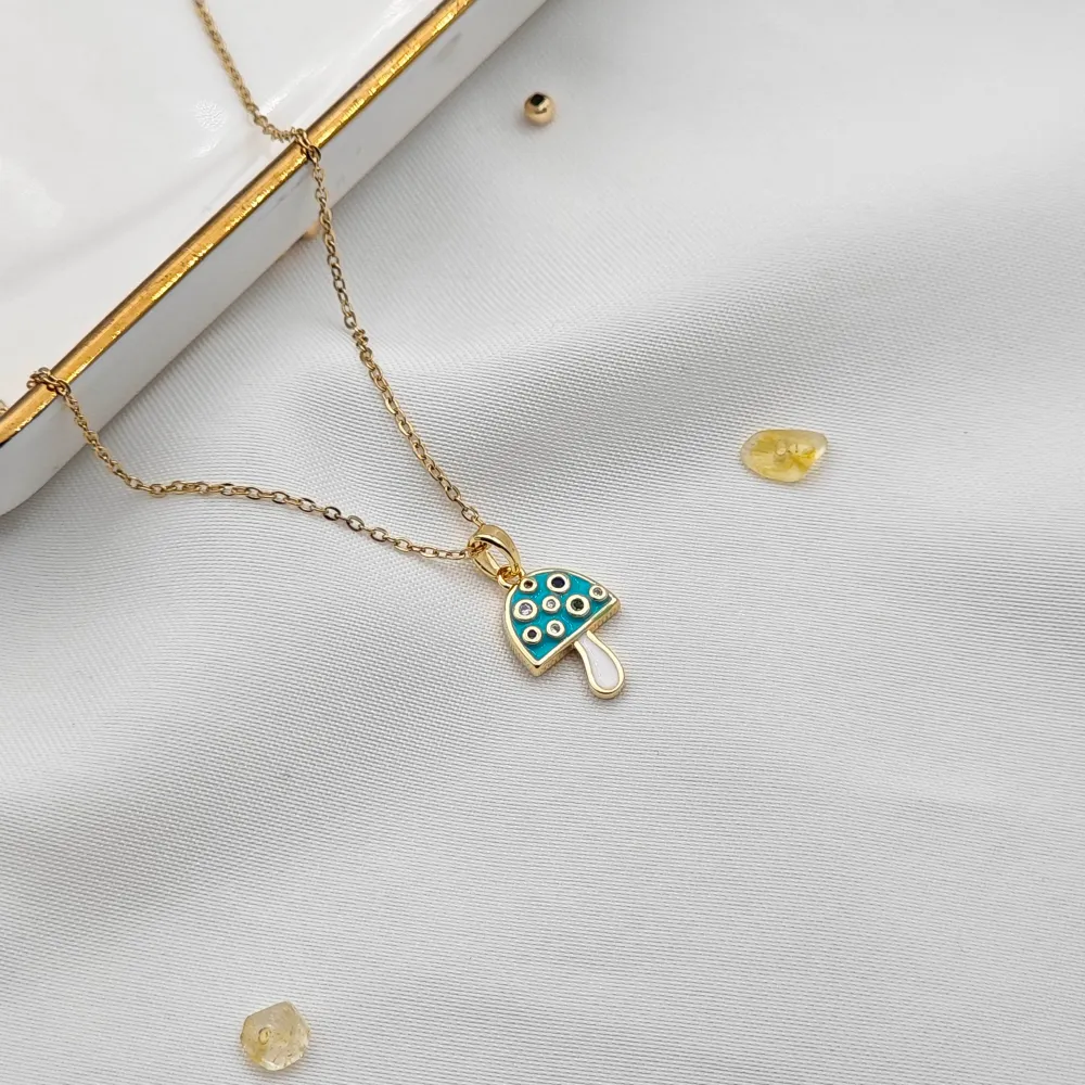 Stainless Steel Vintage Mantar Kolye