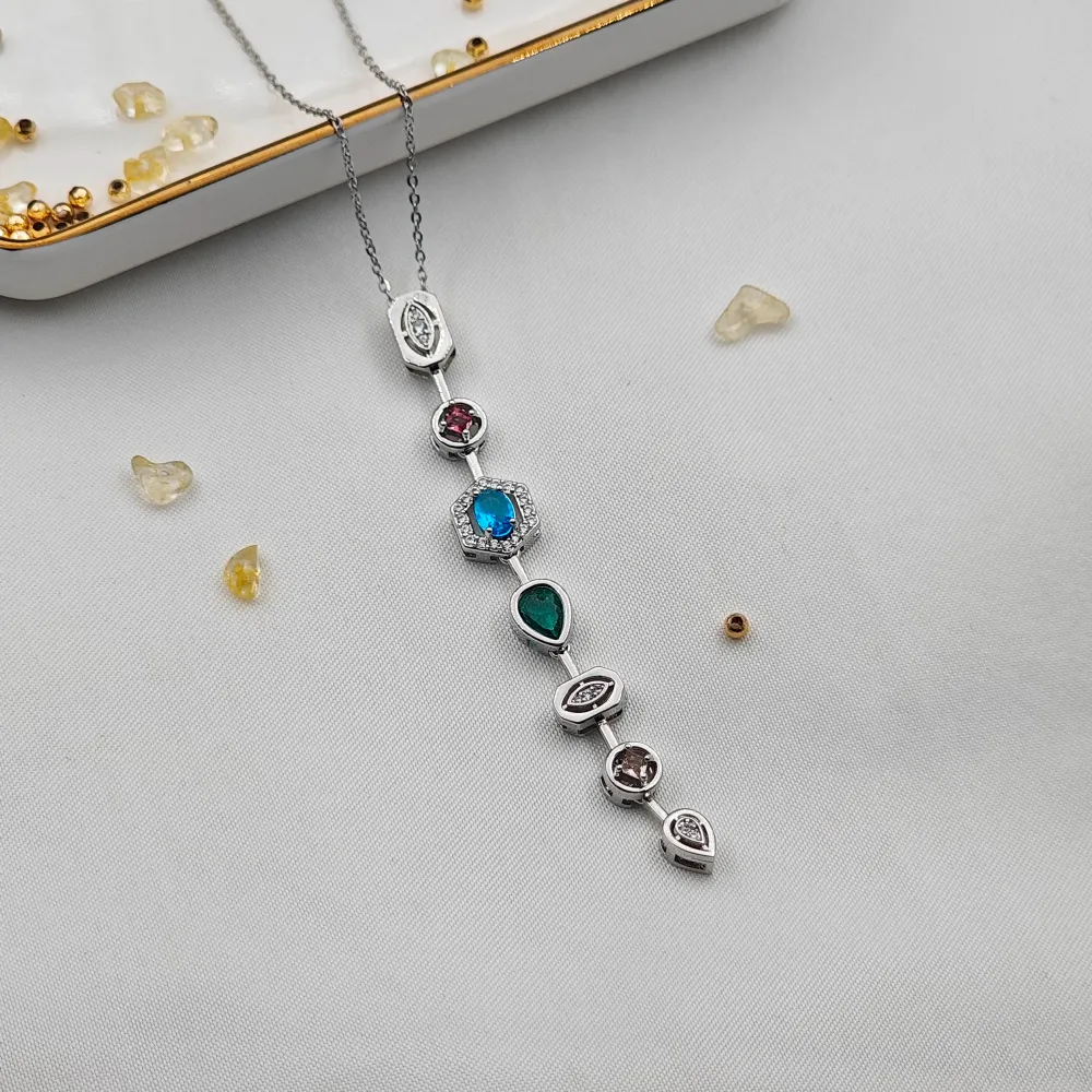 Stainless Steel Melis Y Kolye Büyük Taş