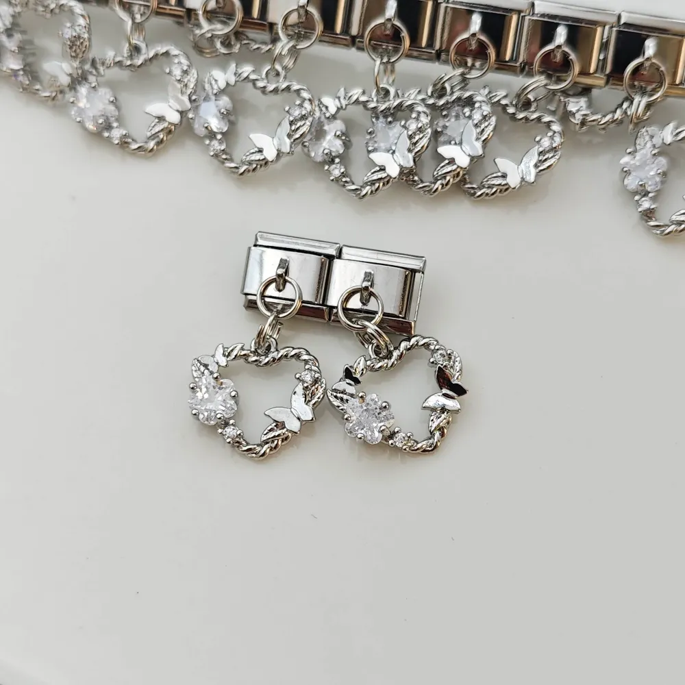 Stainless Steel Nomi Charm Taşlı Kalp