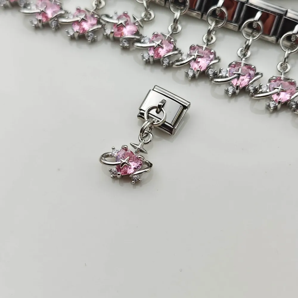 Stainless Steel Nomi Charm Taşlı