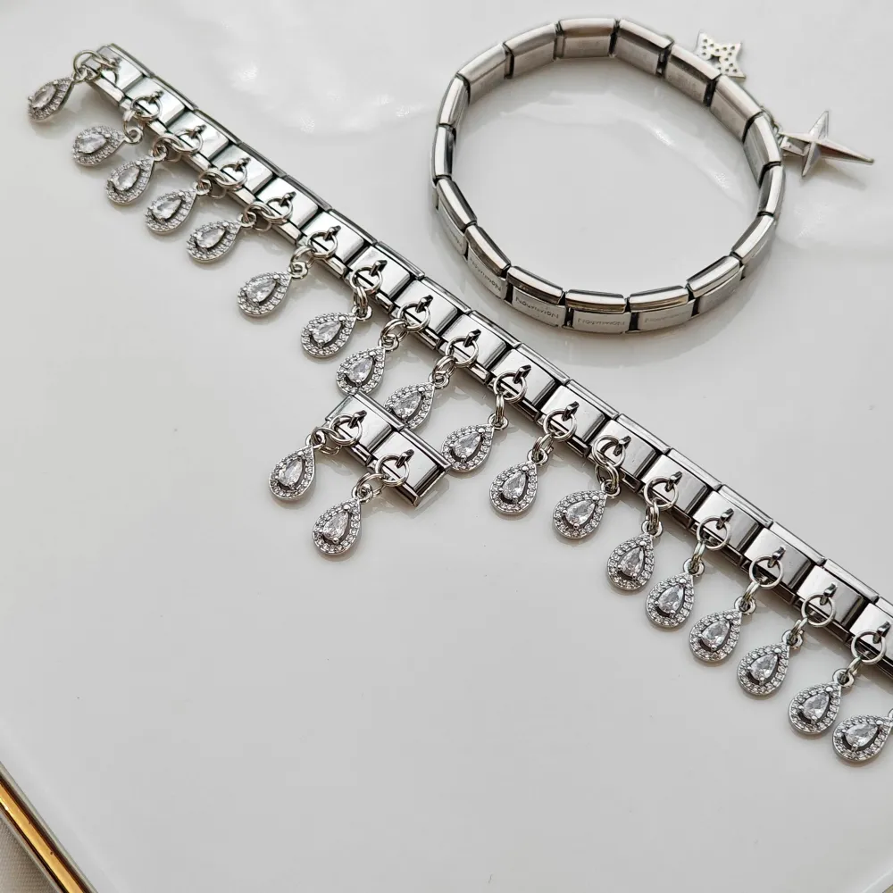 Stainless Steel Nomi Charm Taşlı