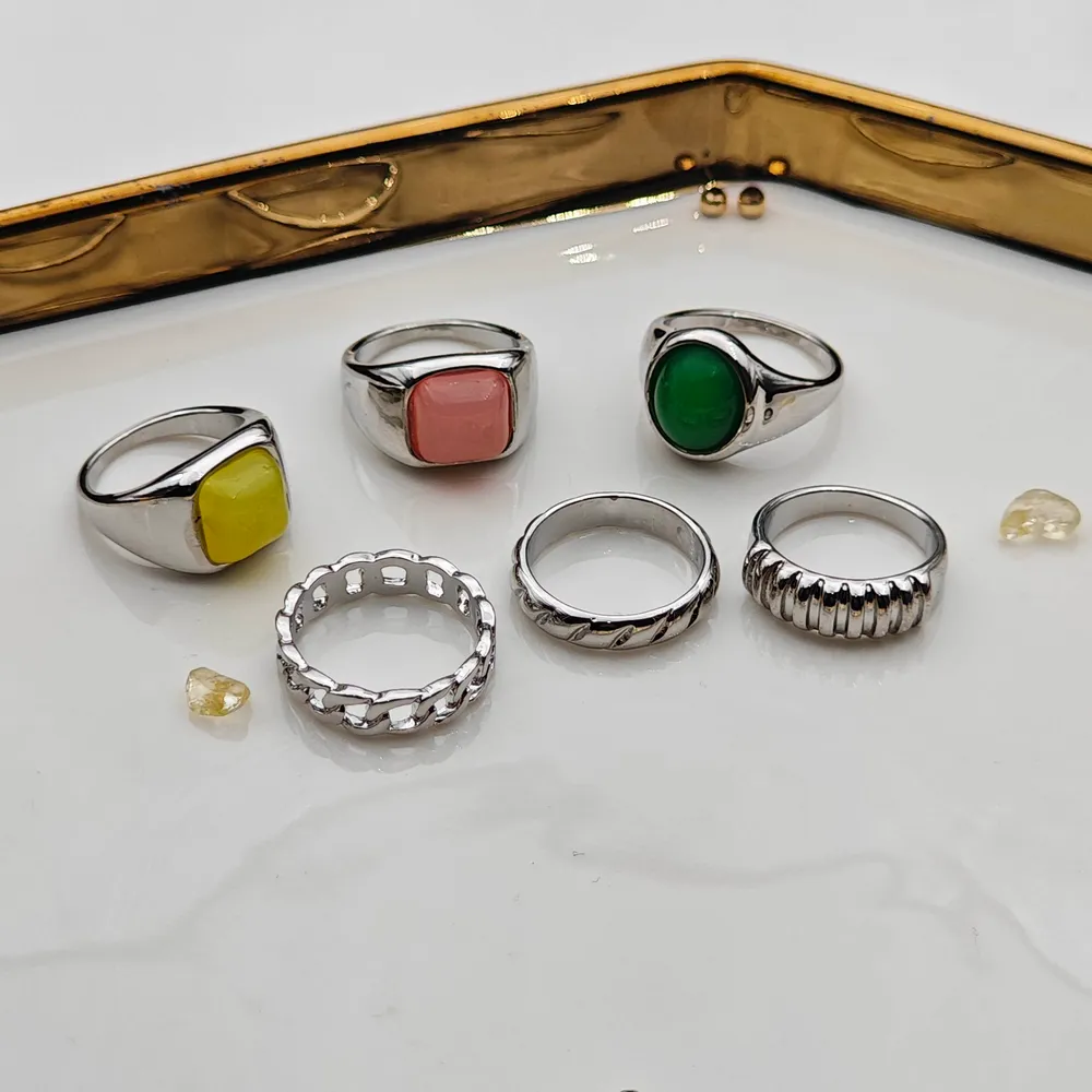 Stainless Steel 6’lı Yüzük Seti