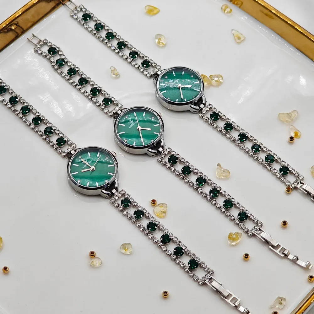 Zirkon Taşlı Luxy Bayan Saati Yeşil