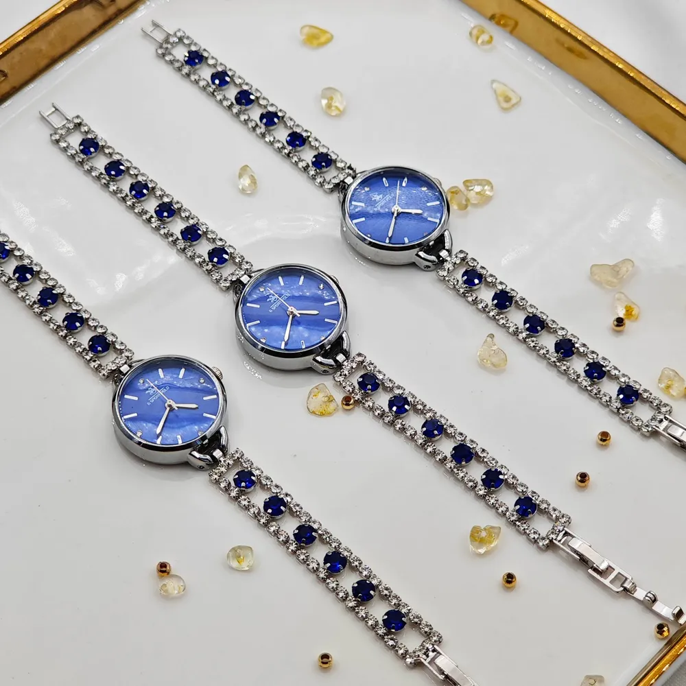 Zirkon Taşlı Luxy Bayan Saati Mavi